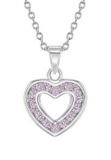 delightful open heart pink cubic zirconia chain birthstone baby necklace 